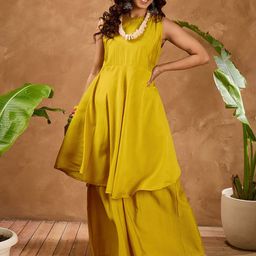 InWeave Women Solid Kurta with Sharara-picture-5