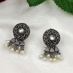 Yash Jewels Emporiums Silver-Plated Beads beaded Oxidized Contemporary Drop Earrings-12