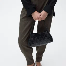 MANGO Women Pleated Mid-Rise Wide Leg Flared Trousers with Buttoned Hem-image-19