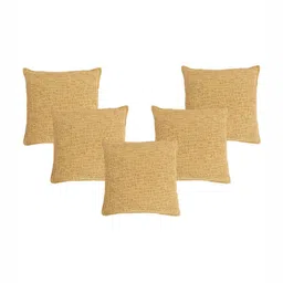 Saral Home Beige 5 Pieces Geometric Square Cushion Covers-image-26