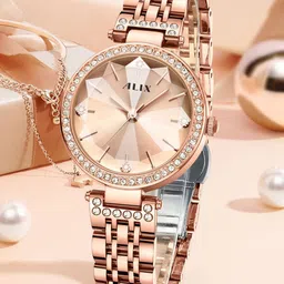 ALIX Women Embellished Dial & Stainless Steel Straps Analogue Watch AL2532_RGRG-43