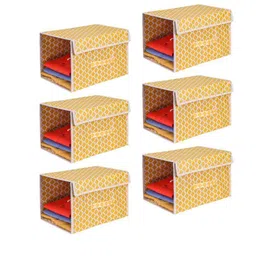 prettykrafts Yellow & White 6 Pieces Printed Reusable Multi-Utility Organisers-29