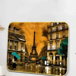 SAF Yellow & Brown Eiffel Tower Printed Wall Art-52