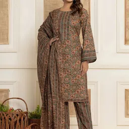 all about you Women Floral Printed Regular Kurta with Trousers & With Dupatta-picture-15