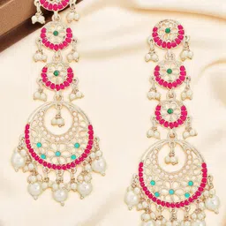 OOMPH Artificial Stones Studded & Beaded Floral Shaped Chandbalis-56