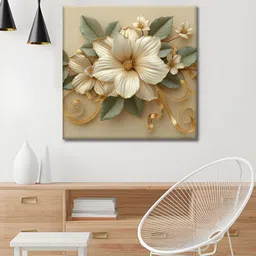 OLIVE TREE Cream-Coloured & Green 1 Piece Floral and Botanical Wall Art-56