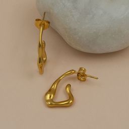 ARTKLIM Stainless Steel Gold Plated Contemporary Half Hoop Earrings-16
