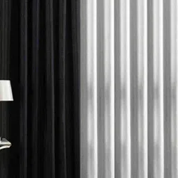 BELLA TRUE Black & White 2 Pieces Black Out Window Curtains-image-44
