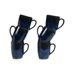 Mesa Bullet Blue & Black 6 Pieces Stoneware Glossy Mugs 230 ml Each image 3