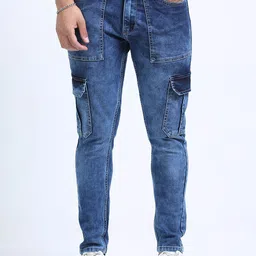 MYLANA Men Smart Slim Fit Cargos Trousers-picture-46
