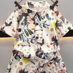 Ocvito Boys Floral Printed Shirt with Shorts-picture-23