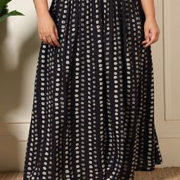 DEEBACO Polka Gathered Maxi Skirt-image-73