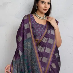 100 Dreams Women Checked Zari Saree-picture-20