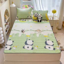 JC HOME Green & White Graphic 160 TC Fitted King Bedsheet with 2 Pillow Covers-image-97