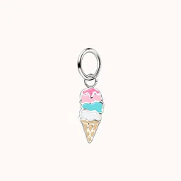 HighSpark 925 Sterling Silver Contemporary Three layers Ice Cream Cone Pendant-image-50