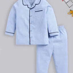 BABY GO Boys Striped Shirt with Pyjamas-image-79