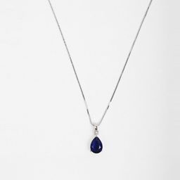 Sangria Stone Studded Teardrop Shaped Pendant With Chain-12