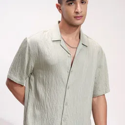 HIGHLANDER Men Textured Comfort Relaxed Fit Casual Shirt-picture-38