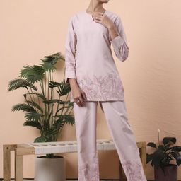 FITHUB Emebroidered V-Neck Tunic With Trousers Co-Ords-picture-40