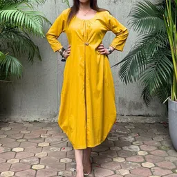 Label Ishnya REZAAR Women Round Neck A-Line Midi Dress-image-18