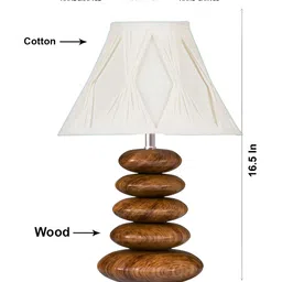 Devansh Off White Textured Wood Traditional Abstract Shaped Table Lamp image 5