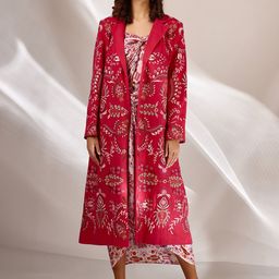 BETRUE Women Floral Printed Linen Longline Tailored Jacket-picture-13