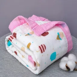 VoiDrop Pink Cartoon Characters AC Room 500 GSM Kids Blanket-15