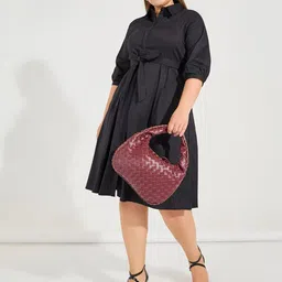 Styli Plus Size Cotton Belted Shirt Dress-17