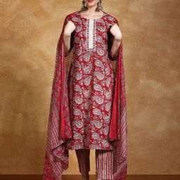 Varanga Women Paisley Printed Kurta with Trousers & Dupatta-50