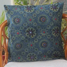 Weaves of Tradition Blue & Red Embroidered Square Cushion Covers-image-36