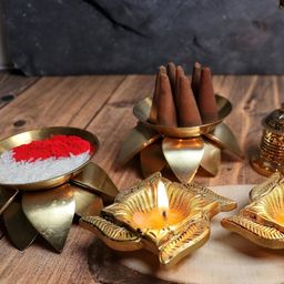 The Spiritual Living Set Of 2 Textured Swastik Diya-image-136