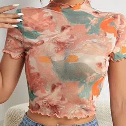 SHINE N SHOW Women Floral Print Net Tank Crop Top-picture-10