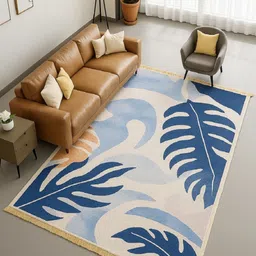 Myntra Elegant Homes Blue Floral No Shredding Polyester Carpet-image-13