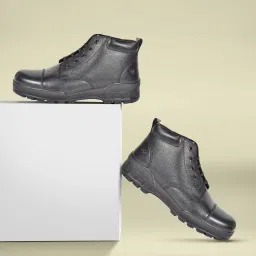 TSF Black Leather Uniform Boots For Men-image-58