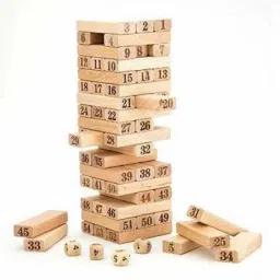 Wooden 54 Colored Wooden Building Block Dominoes, Party Game, Tumbling Tower Jenga Game (Multicolor) Educational Board Games-image-12