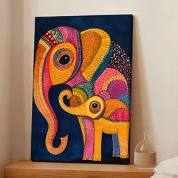Art Street Blue & Yellow Elephants Birds And Animals Canvas Wall Art-picture-53
