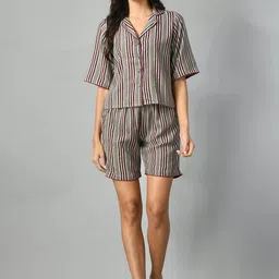 DOISA Striped Short Sleeves Night suits-image-30