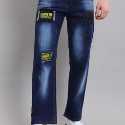 FUDE PRIDE Men Whiskers and Chevrons Loose Fit Denim Baggy Jeans-image-44