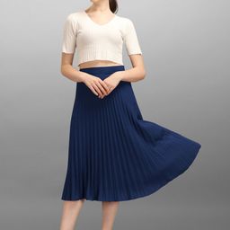 LookShine Pleated A-Line Midi Skirt-image-58