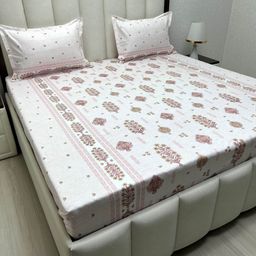 Pure Decor White Floral Printed Pure Cotton 380 TC Queen Bedsheet Set-2.28 m x 2.54 m-image-68