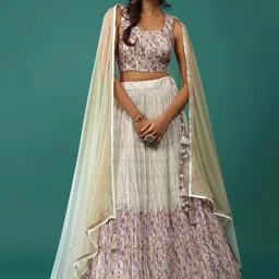 DIVASTRI Embroidered Mirror Work Semi-Stitched Lehenga & Unstitched Blouse With Dupatta-picture-47