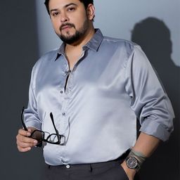 Instafab Plus Men Size Comfort Fit Solid Spread Collar Satin Formal Shirt-picture-35