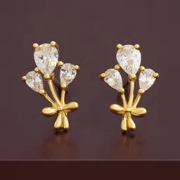 Kushal's Fashion Jewellery 92.5Silver Gold-Plated CZ Studded Studs Earrings-image-12