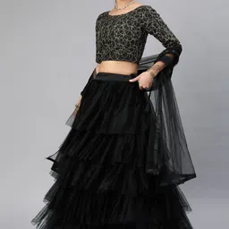 Fabcartz Printed Semi-Stitched Lehenga & Blouse With Dupatta-picture-5