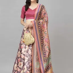 Kaizen TEXO FAB Floral Printed Semi-Stitched Lehenga & Unstitched Blouse With Dupatta-image-12