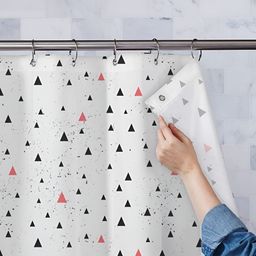 ArtzFolio White & Black Geometric Printed Waterproof Shower Curtain-image-50