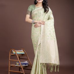 Panzora Woven Design Zari Linen Blend Saree-picture-56