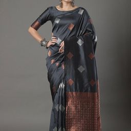 SHOP DROP Women Woven Design Pure Silk Banarasi Saree-image-72