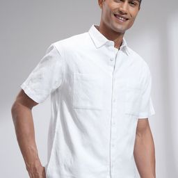 HIGHLANDER Men Relaxed Fit Spread Collar Textured Cotton Casual Shirt-picture-17