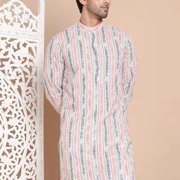 Jompers Men Floral Printed Chikankari Floral Kurta-picture-42